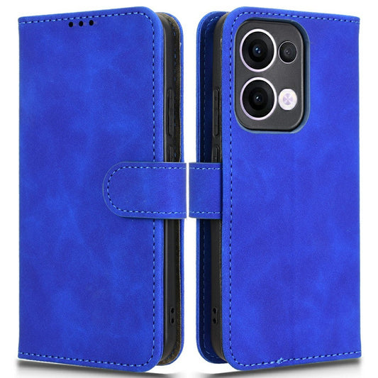 For Oppo Reno13 5G (Global) Leather Case Skin Feel Anti Drop Wallet Flip Phone Cover - Blue