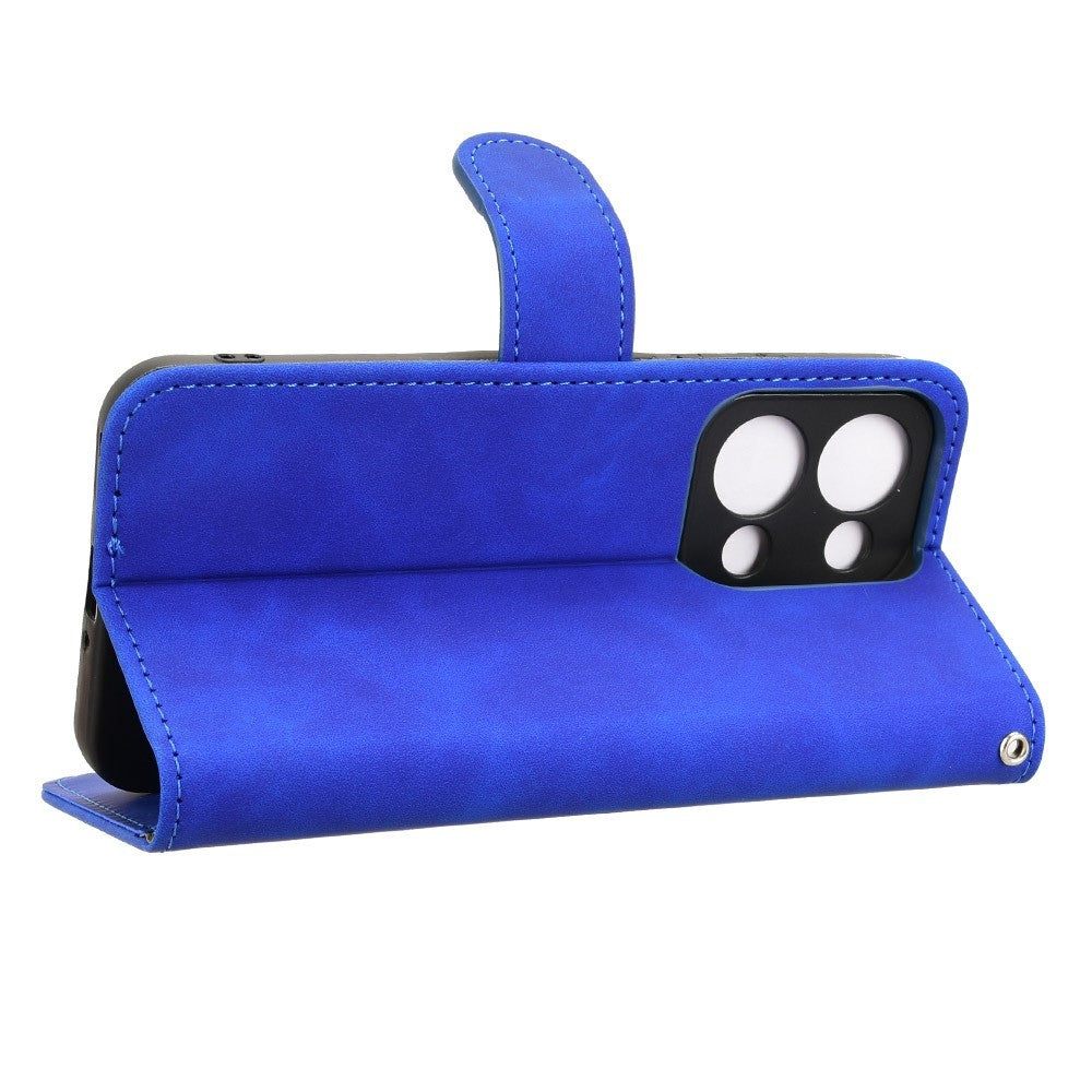 For Oppo Reno13 5G (Global) Leather Case Skin Feel Anti Drop Wallet Flip Phone Cover - Blue