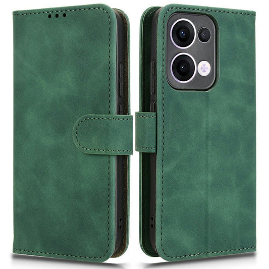 For Oppo Reno13 5G (Global) Leather Case Skin Feel Anti Drop Wallet Flip Phone Cover - Green