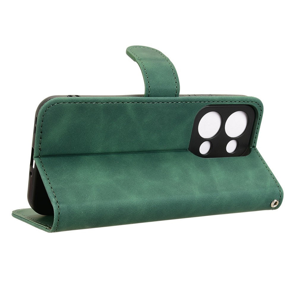 For Oppo Reno13 5G (Global) Leather Case Skin Feel Anti Drop Wallet Flip Phone Cover - Green