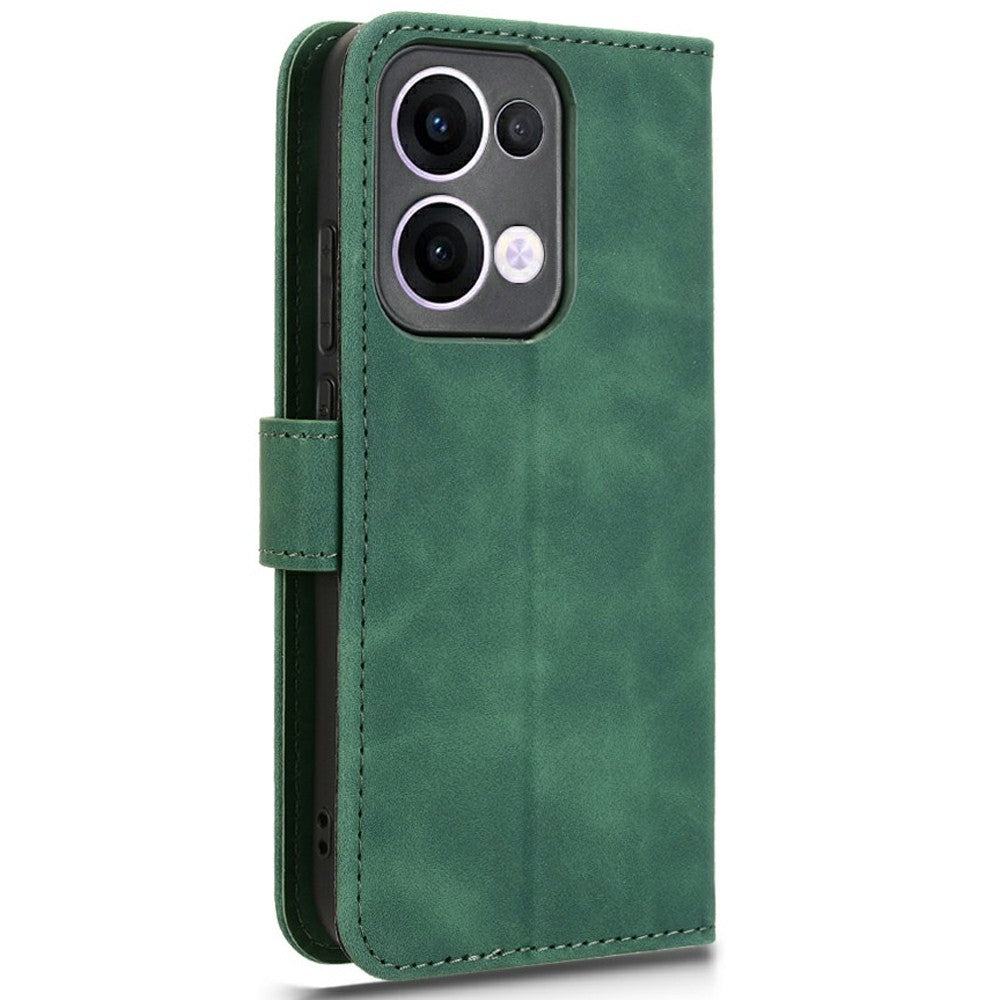 For Oppo Reno13 5G (Global) Leather Case Skin Feel Anti Drop Wallet Flip Phone Cover - Green