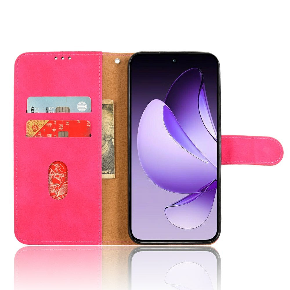 For Oppo Reno13 5G (Global) Leather Case Skin Feel Anti Drop Wallet Flip Phone Cover - Rose