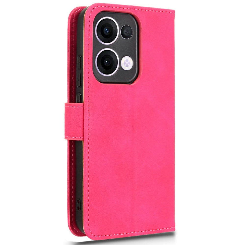 For Oppo Reno13 5G (Global) Leather Case Skin Feel Anti Drop Wallet Flip Phone Cover - Rose
