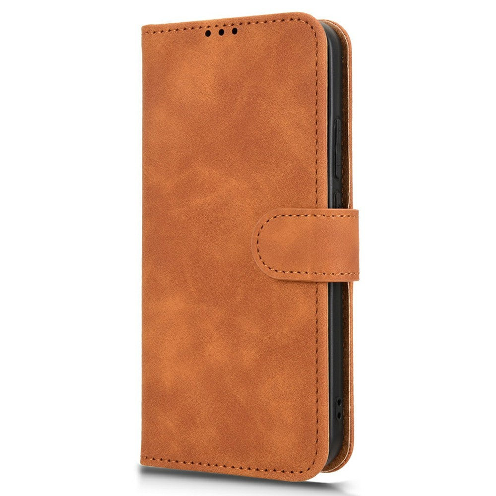 For Oppo Reno13 5G (Global) Leather Case Skin Feel Anti Drop Wallet Flip Phone Cover - Brown