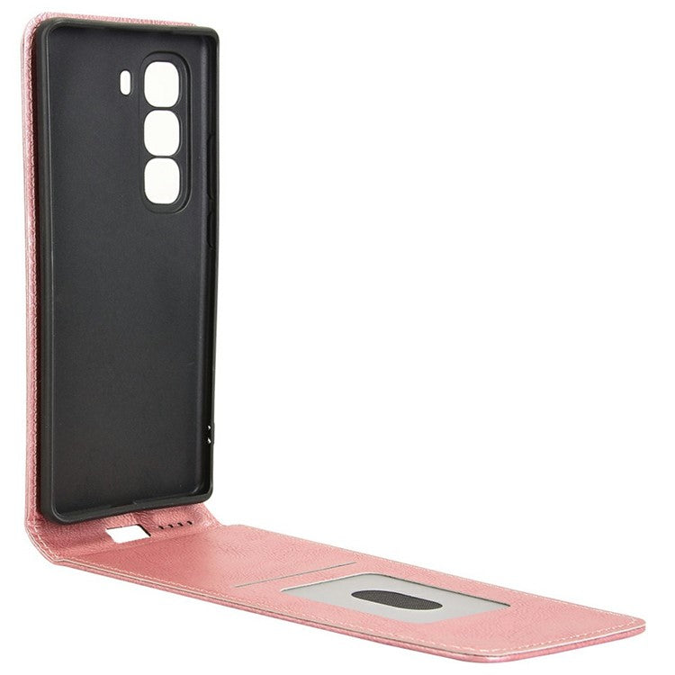For Infinix Hot 50 Pro 4G X6881 Case with Card Slot Magnetic Vertical Flip Leather Phone Cover - Rose Gold