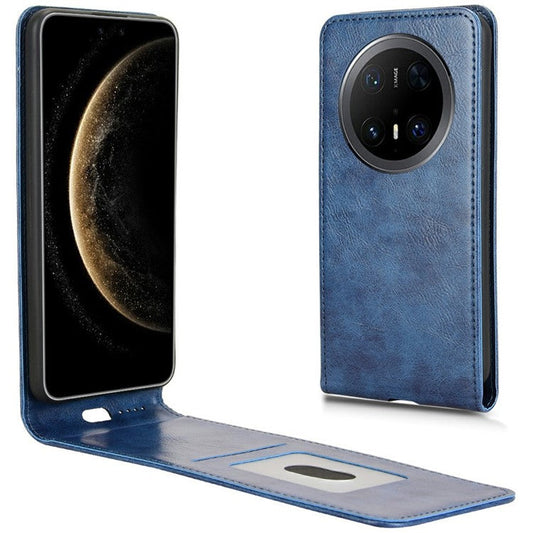 For Huawei Mate 70 Pro / Mate 70 Pro+ Case with Card Slot Magnetic Vertical Flip Leather Phone Cover - Dark Blue