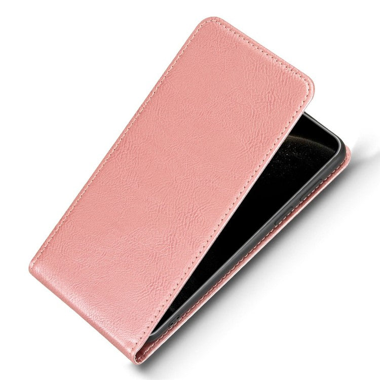 For Huawei Mate 70 Pro / Mate 70 Pro+ Case with Card Slot Magnetic Vertical Flip Leather Phone Cover - Rose Gold