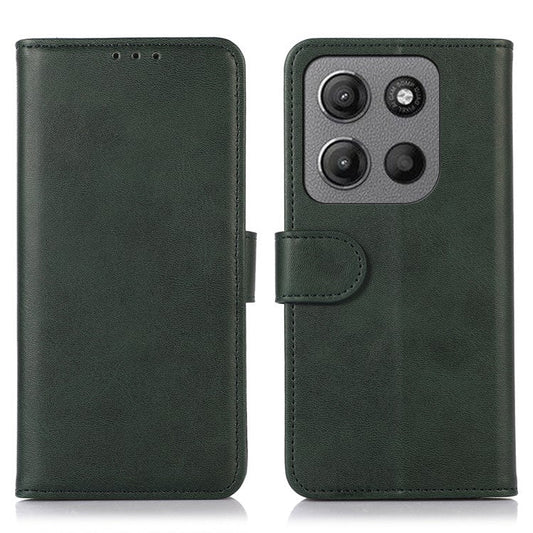 For Motorola Moto G15 4G / G05 4G Case Cowhide Texture Leather Wallet Phone Cover with Stand - Green