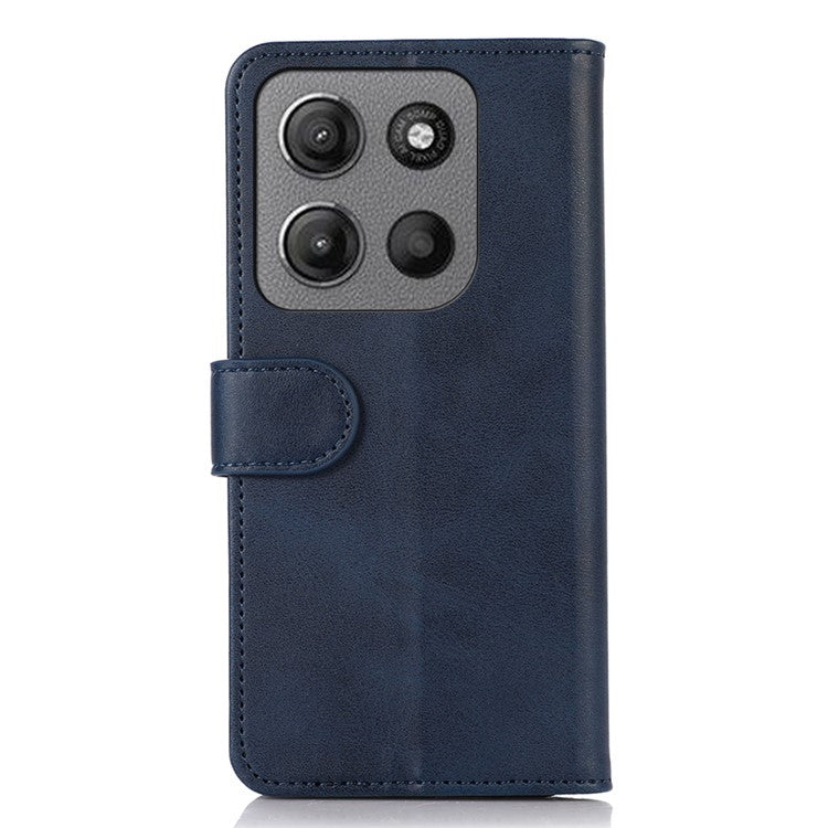For Motorola Moto G15 4G / G05 4G Case Cowhide Texture Leather Wallet Phone Cover with Stand - Blue