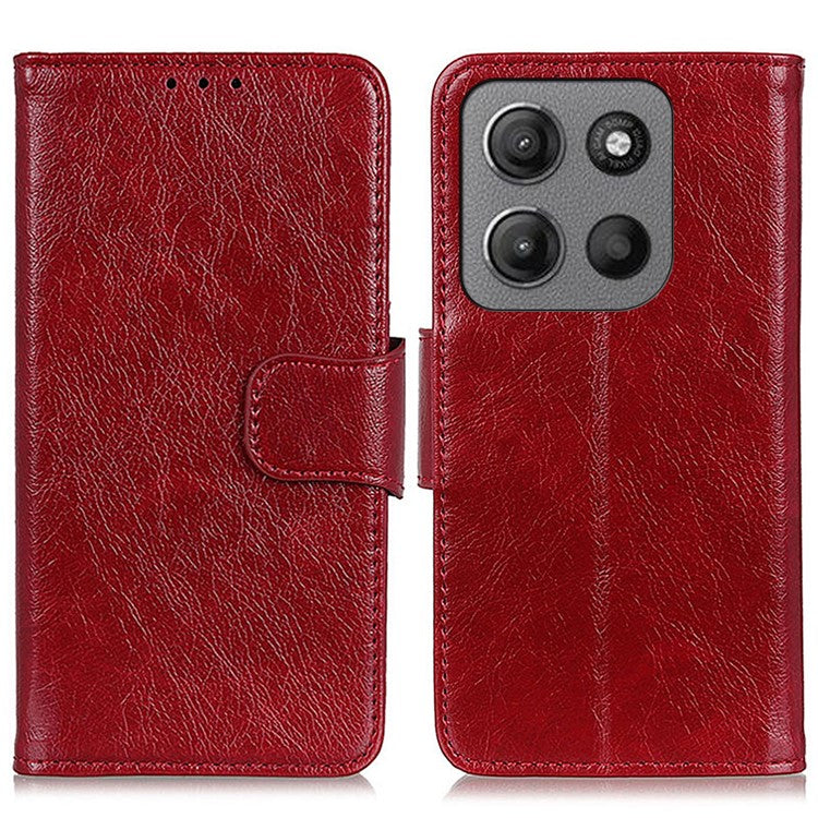 For Motorola Moto G15 4G / G05 4G Case Nappa Texture Split Leather Wallet Phone Cover - Red