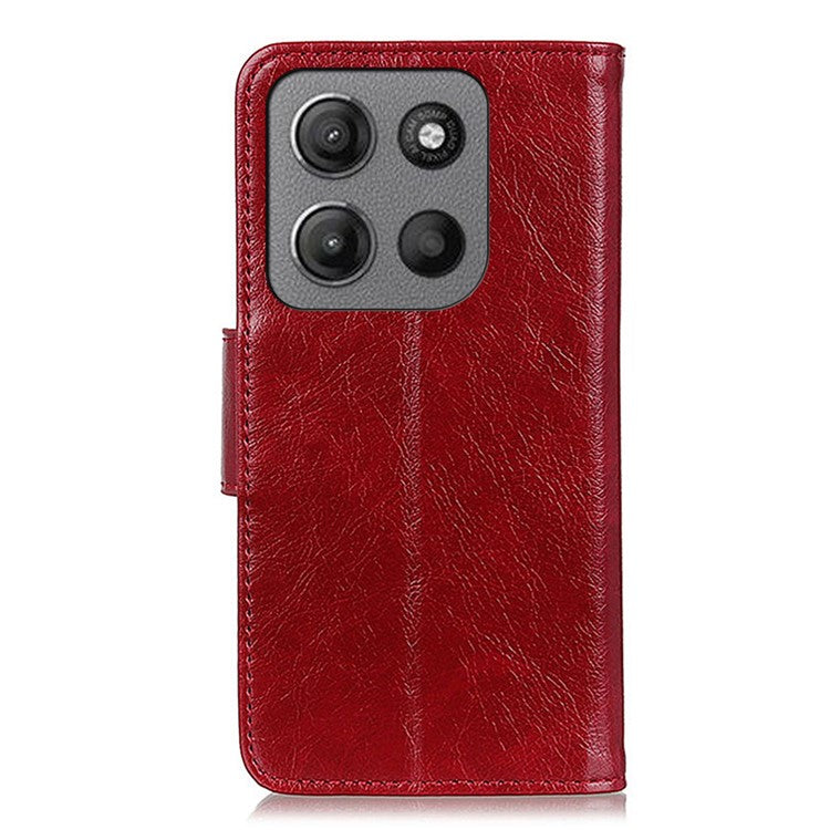 For Motorola Moto G15 4G / G05 4G Case Nappa Texture Split Leather Wallet Phone Cover - Red