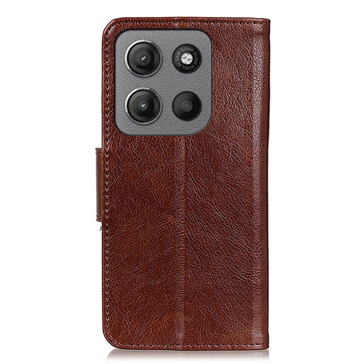 For Motorola Moto G15 4G / G05 4G Case Nappa Texture Split Leather Wallet Phone Cover - Brown