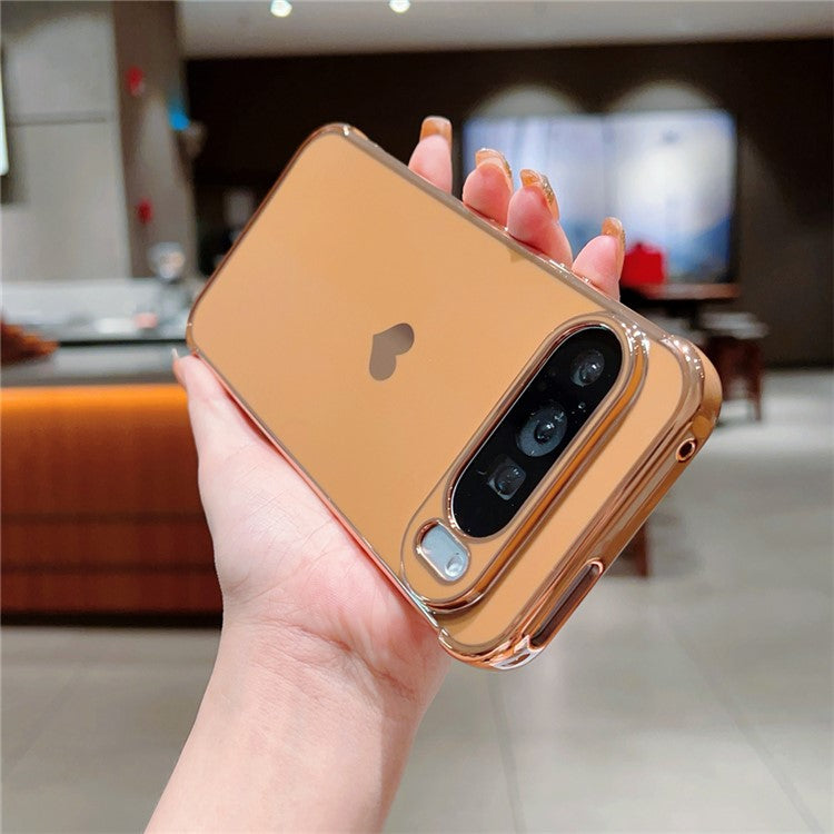 For Google Pixel 9 Pro XL Case TPU Phone Back Cover Electroplating Heart Pattern - Brown
