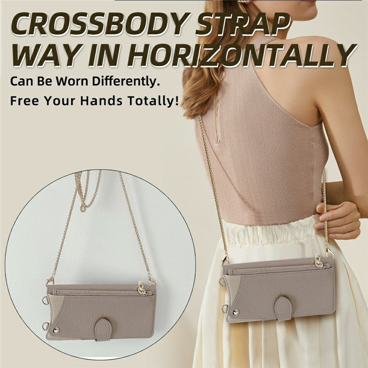 For Motorola Moto G75 5G Leather Case Wallet Stand Cover Irregular Tail Style with Chain Strap - Grey