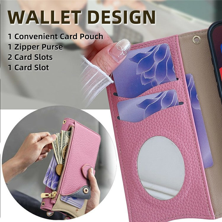For OnePlus 13 Leather Case Wallet Stand Cover Irregular Tail Style with Chain Strap - Pink