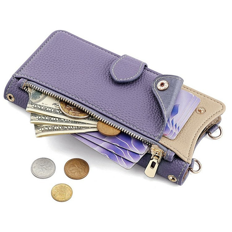 For OnePlus 13 Leather Case Wallet Stand Cover Irregular Tail Style with Chain Strap - Purple