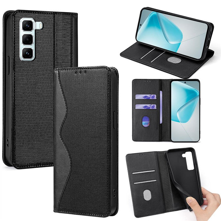 For Infinix Hot 50 Pro 4G Leather Case Wallet Stand Phone Cover with RFID Blocking - Black