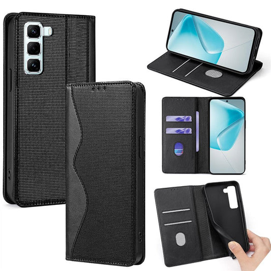 For Infinix Hot 50 Pro 4G Leather Case Wallet Stand Phone Cover with RFID Blocking - Black