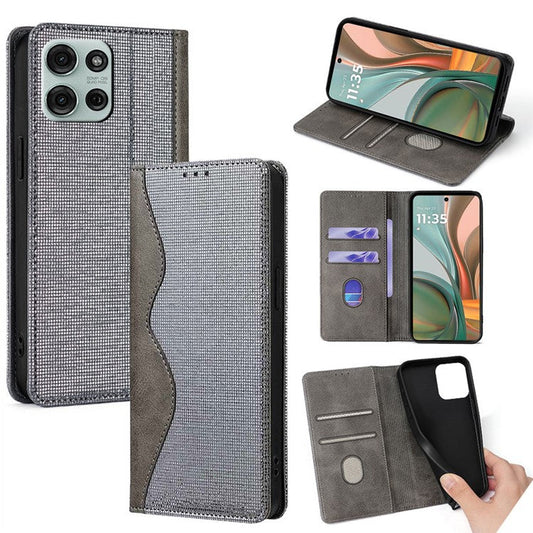 For Motorola Moto G75 5G Leather Case Wallet Stand Phone Cover with RFID Blocking - Grey