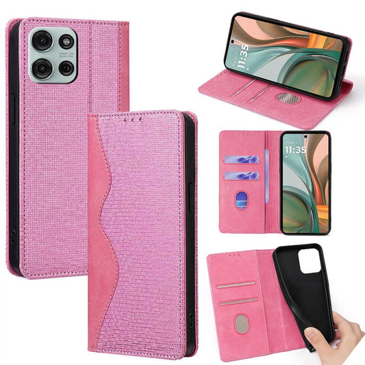 For Motorola Moto G75 5G Leather Case Wallet Stand Phone Cover with RFID Blocking - Pink