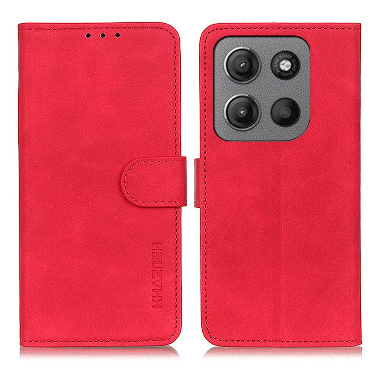 KHAZNEH For Motorola Moto G15 4G / G05 4G Case PU Leather Retro Texture Phone Cover - Red