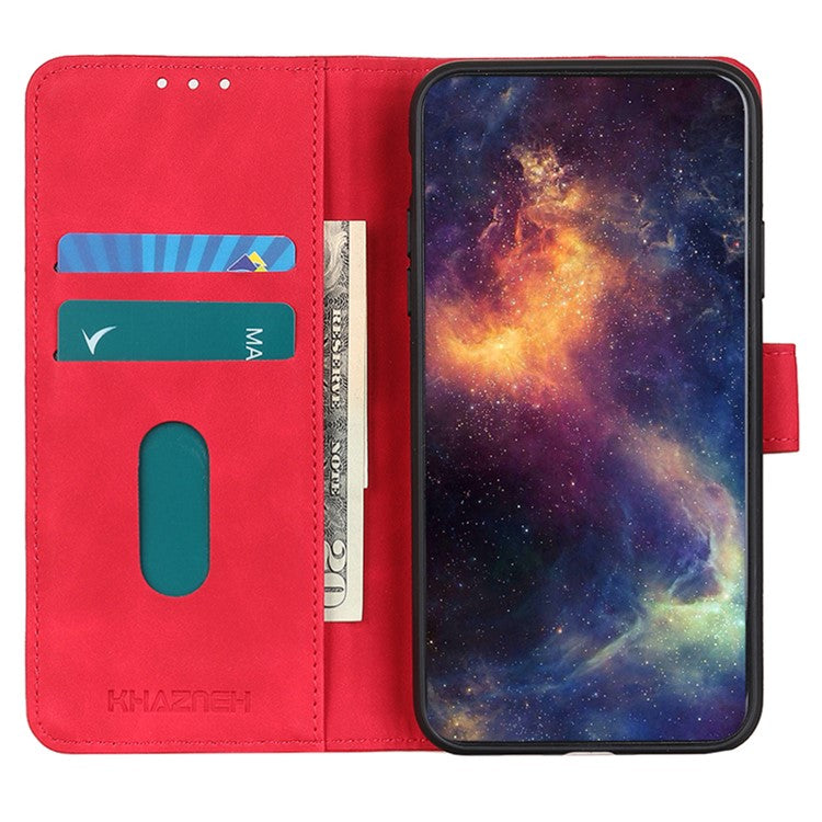 KHAZNEH For Motorola Moto G15 4G / G05 4G Case PU Leather Retro Texture Phone Cover - Red