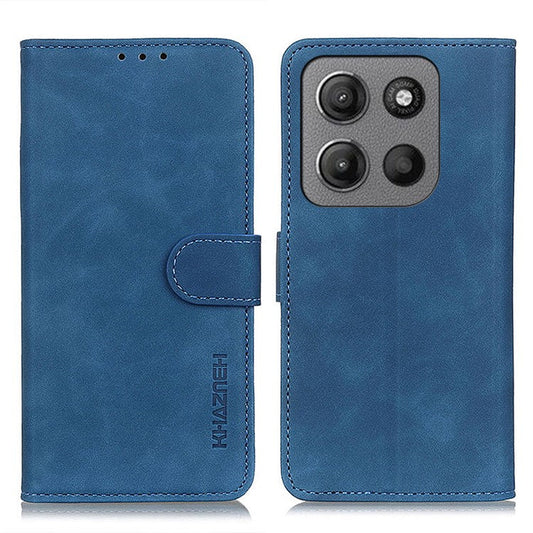 KHAZNEH For Motorola Moto G15 4G / G05 4G Case PU Leather Retro Texture Phone Cover - Blue