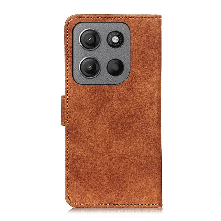 KHAZNEH For Motorola Moto G15 4G / G05 4G Case PU Leather Retro Texture Phone Cover - Brown
