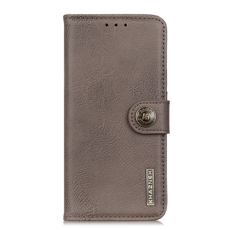 KHAZNEH For Motorola Moto G15 4G / G05 4G Wallet Case Cowhide Texture Leather Flip Phone Cover - Khaki