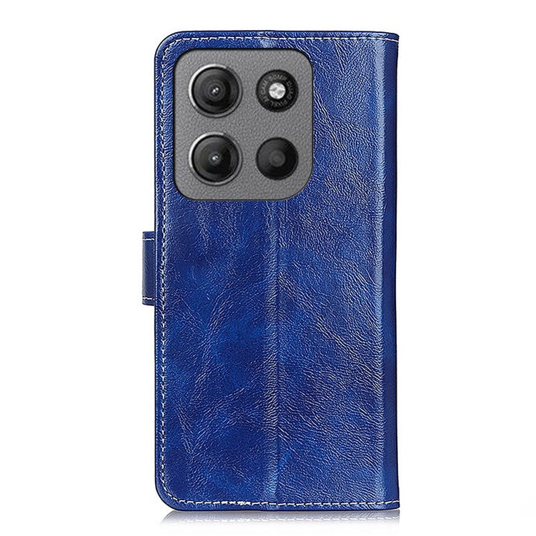 For Motorola Moto G15 4G / G05 4G Leather Case Wallet Phone Cover Crazy Horse Texture - Blue