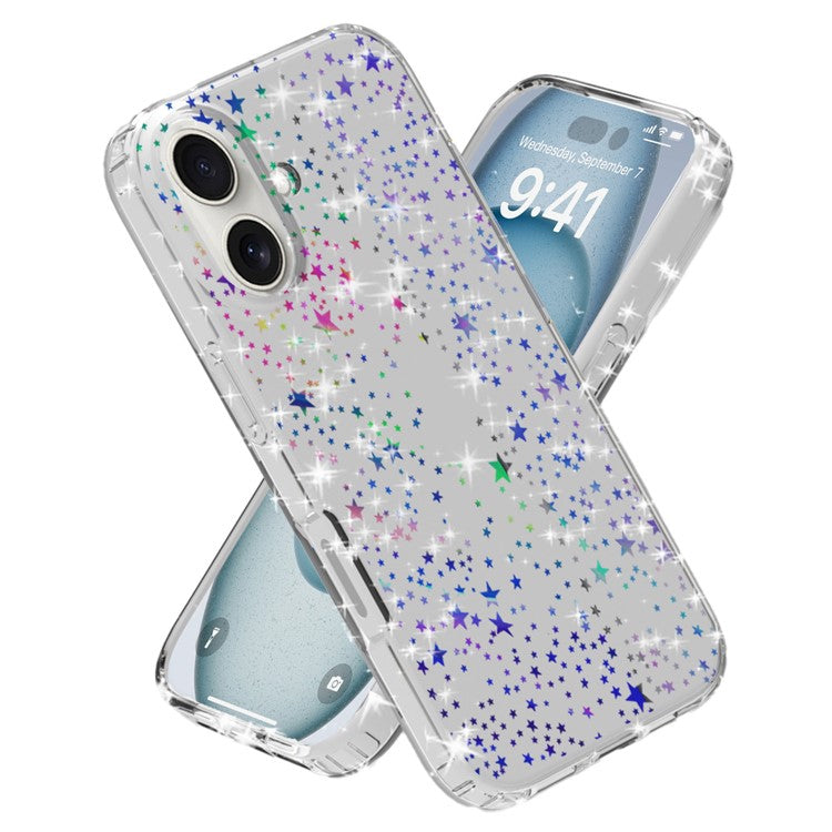 For iPhone 16 Plus Phone Case IMD Pattern Print PC TPU Mobile Cover - Laser Star