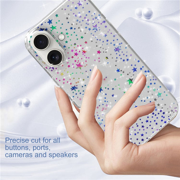 For iPhone 16 Plus Phone Case IMD Pattern Print PC TPU Mobile Cover - Laser Star