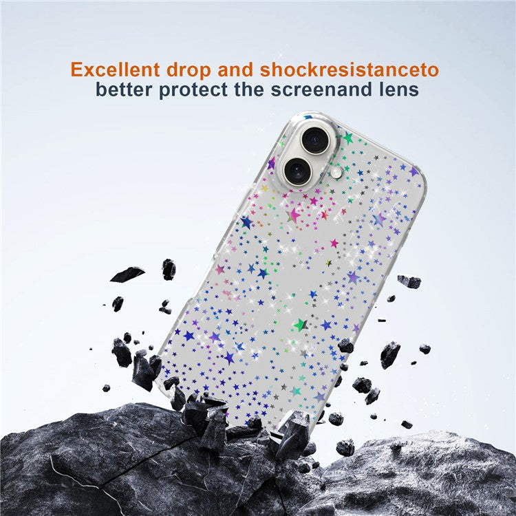 For iPhone 16 Plus Phone Case IMD Pattern Print PC TPU Mobile Cover - Laser Star