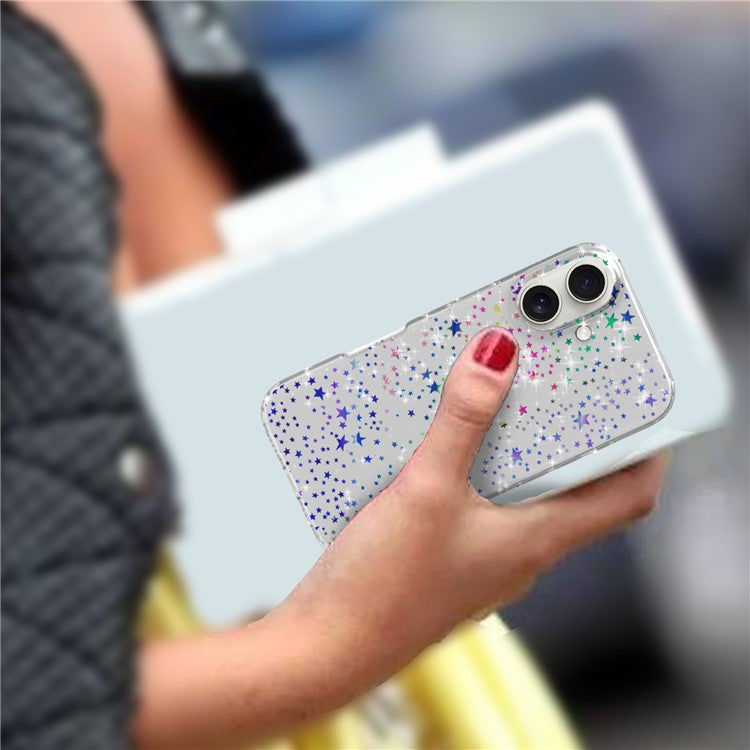 For iPhone 16 Plus Phone Case IMD Pattern Print PC TPU Mobile Cover - Laser Star