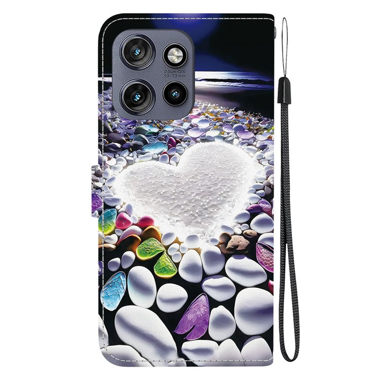 Leather Case For Motorola Edge 50 Neo 5G  /  Moto S50 5G  /  ThinkPhone 25 5G Pattern Printing Flip Wallet Phone Cover with Lanyard - Heart Shape