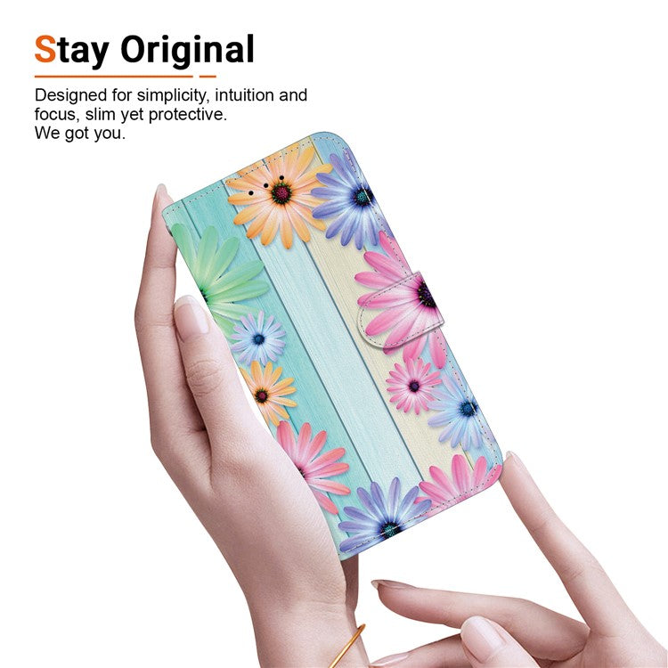 Leather Case For Motorola Edge 50 Neo 5G  /  Moto S50 5G  /  ThinkPhone 25 5G Pattern Printing Flip Wallet Phone Cover with Lanyard - Sunflower