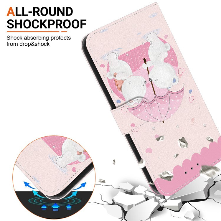 For Motorola Moto G75 5G Case Pattern Printing Anti-Drop Leather Flip Wallet Phone Cover with Lanyard - Cartoon Couple Bear