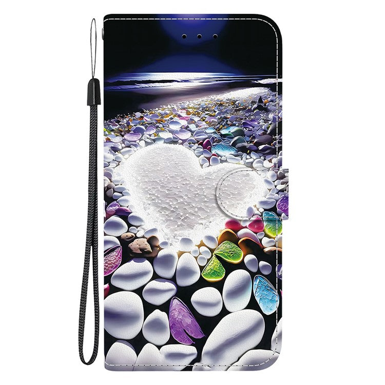 For Motorola Moto G75 5G Case Pattern Printing Anti-Drop Leather Flip Wallet Phone Cover with Lanyard - Heart Shape