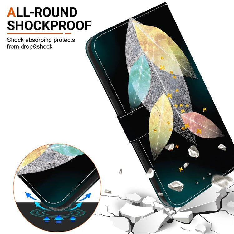 For Motorola Moto G75 5G Case Pattern Printing Anti-Drop Leather Flip Wallet Phone Cover with Lanyard - Colored Leaves