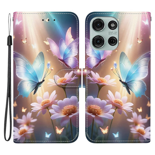 For Motorola Moto G75 5G Case Pattern Printing Anti-Drop Leather Flip Wallet Phone Cover with Lanyard - Butterfly Floral