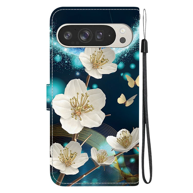 For Google Pixel 9 Pro XL Case Pattern Printing Anti-Drop Leather Flip Wallet Phone Cover with Lanyard - Magnolia