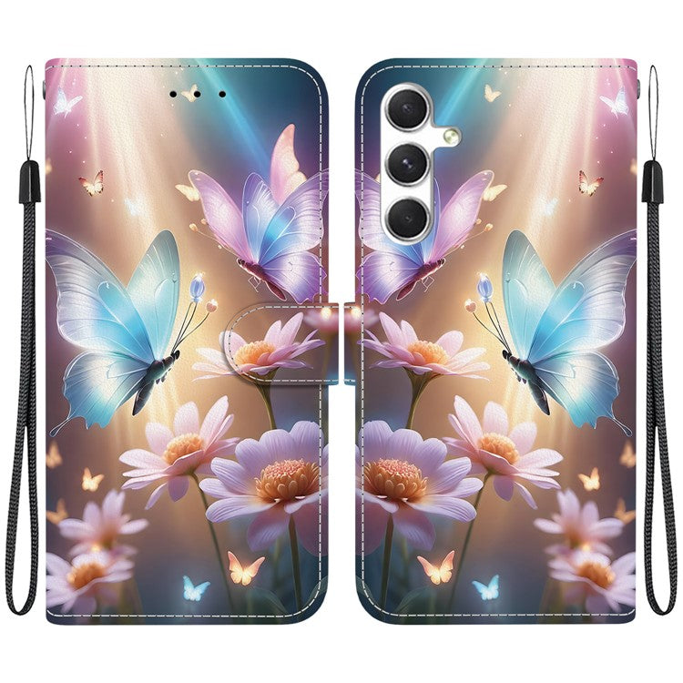 For Samsung Galaxy S25 Case Pattern Printing Anti-Drop Leather Flip Wallet Phone Cover with Lanyard - Butterfly Floral