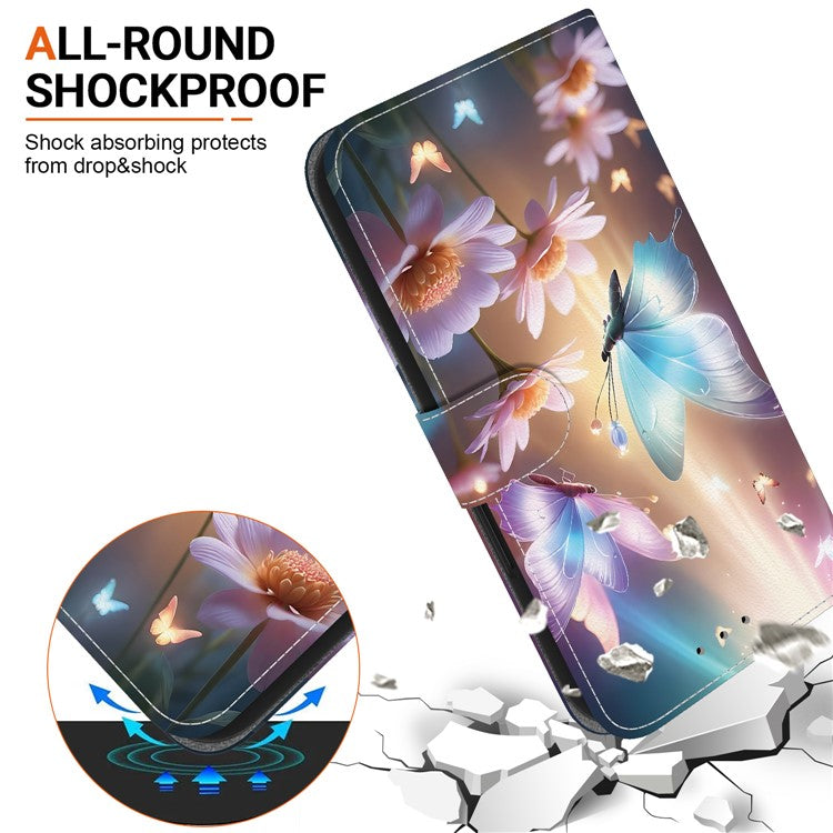 For Samsung Galaxy S25 Case Pattern Printing Anti-Drop Leather Flip Wallet Phone Cover with Lanyard - Butterfly Floral
