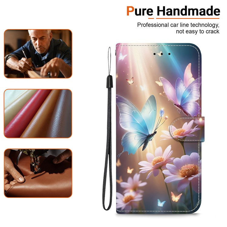 For Samsung Galaxy S25 Case Pattern Printing Anti-Drop Leather Flip Wallet Phone Cover with Lanyard - Butterfly Floral