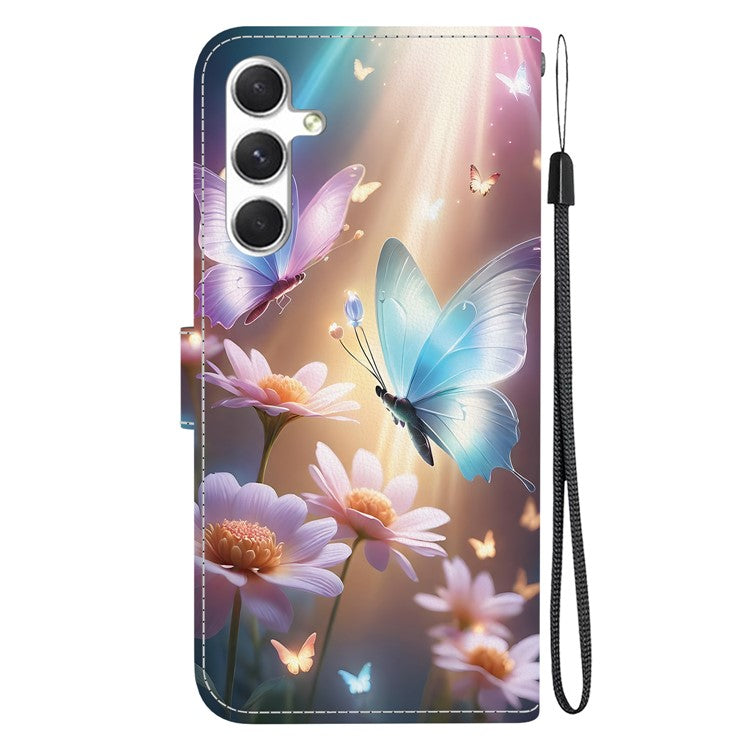For Samsung Galaxy S25 Case Pattern Printing Anti-Drop Leather Flip Wallet Phone Cover with Lanyard - Butterfly Floral