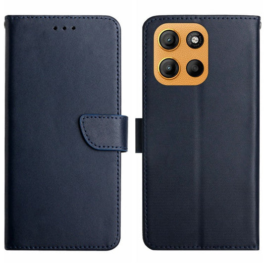 For Motorola Moto G15 4G Case Genuine Cow Leather Phone Cover Nappa Texture - Blue