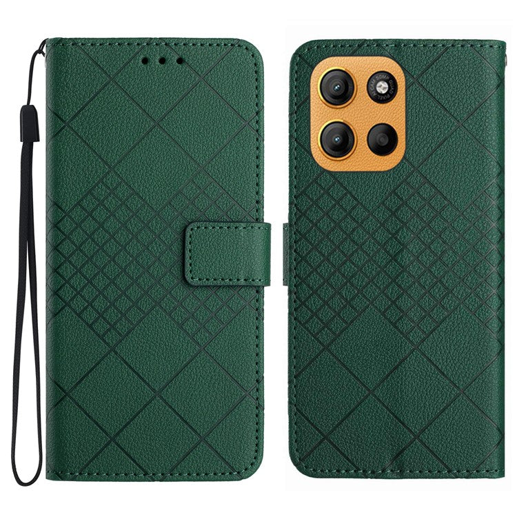 For Motorola Moto G15 4G Wallet Phone Case Imprint PU Leather Flip Folio Cover - Green