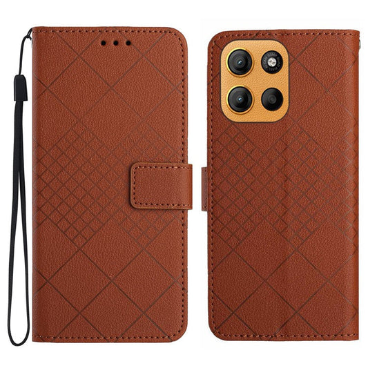 For Motorola Moto G15 4G Wallet Phone Case Imprint PU Leather Flip Folio Cover - Brown