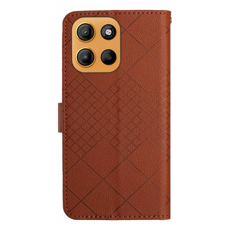For Motorola Moto G15 4G Wallet Phone Case Imprint PU Leather Flip Folio Cover - Brown