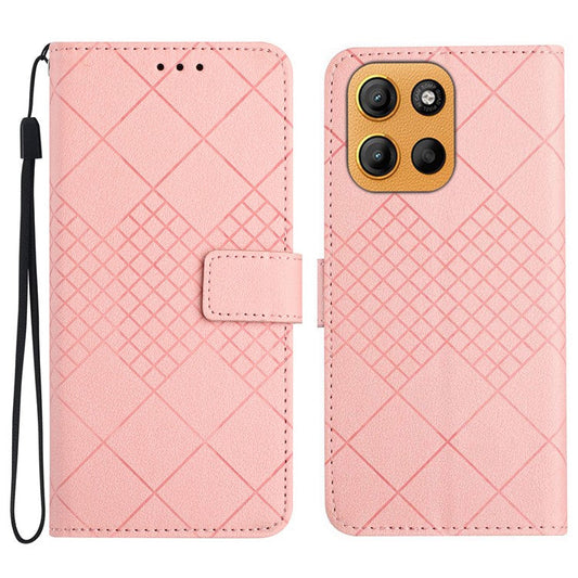 For Motorola Moto G15 4G Wallet Phone Case Imprint PU Leather Flip Folio Cover - Pink